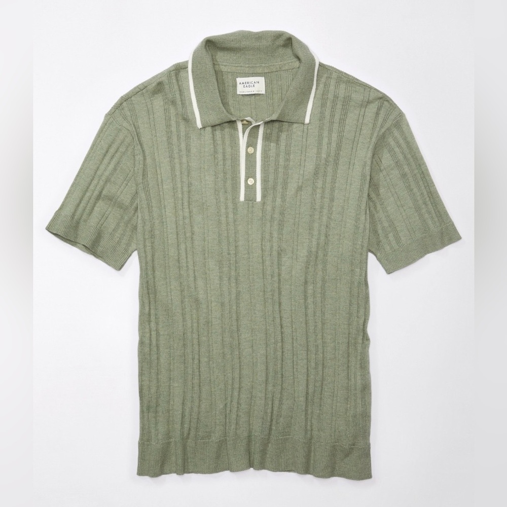 American Eagle Outfitters Men's Olive Polo Shirt